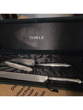 Vintage Boxed Set Towle Silverplate Cake Pie & Knife Server Wedding Anniversary